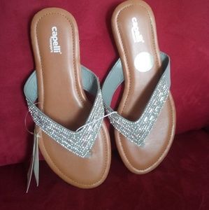 capelli Shoes - NWT Silver Bead Flip Flops capelli Shoes - NWT Silver Bead Flip Flops